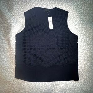 NWT Ann Taylor Navy Knit Sleeveless Top - size L